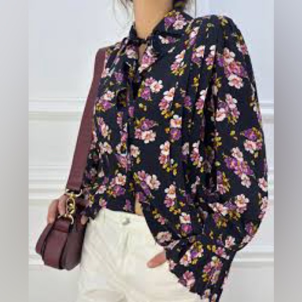 Zadig & Voltaire Tessa Peonies silk blouse in black floral print